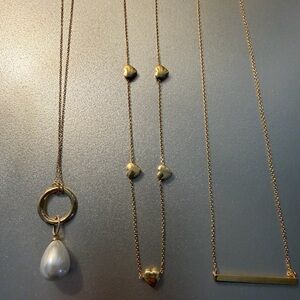 925 Sterling Silver Gold and Pearl Necklace Set